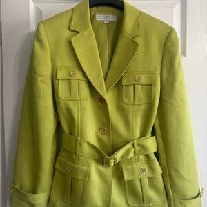 Tahari Lime Green Belted Blazer